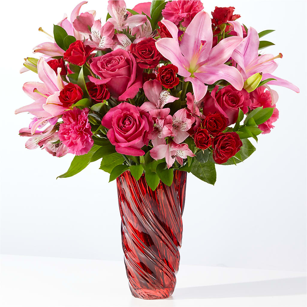 In Love Bouquet with Luxe Swirl Vase – FLORAL & SILKS, Webster NY