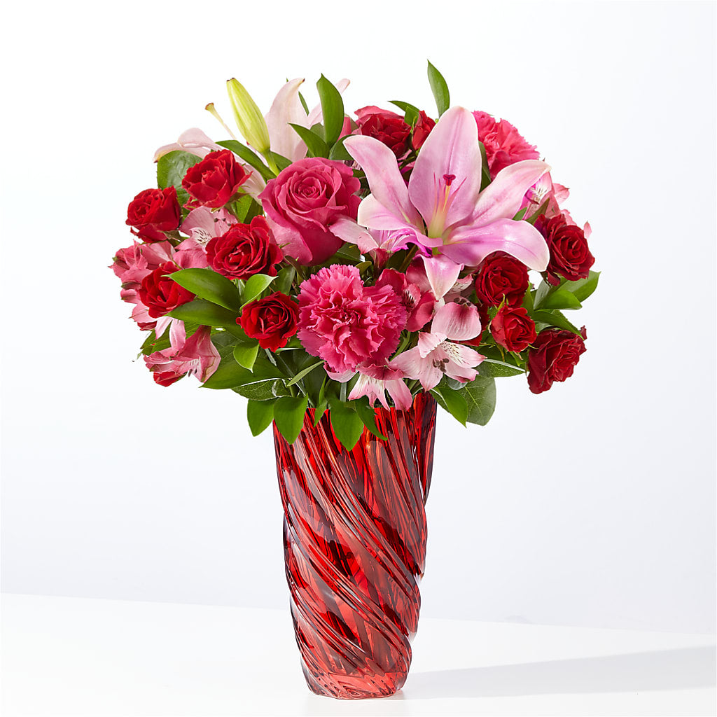 In Love Bouquet with Luxe Swirl Vase – FLORAL & SILKS, Webster NY
