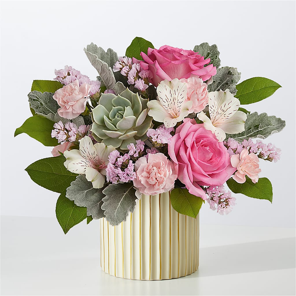 Dusty Rose Bouquet with Ivory Vase – FLORAL & SILKS, Webster NY