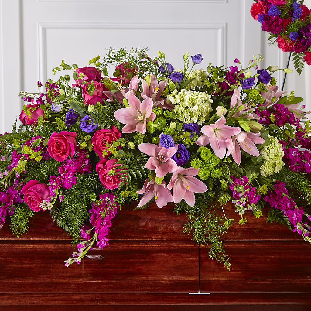 Radiant Tribute Casket Spray – FLORAL & SILKS, Webster NY
