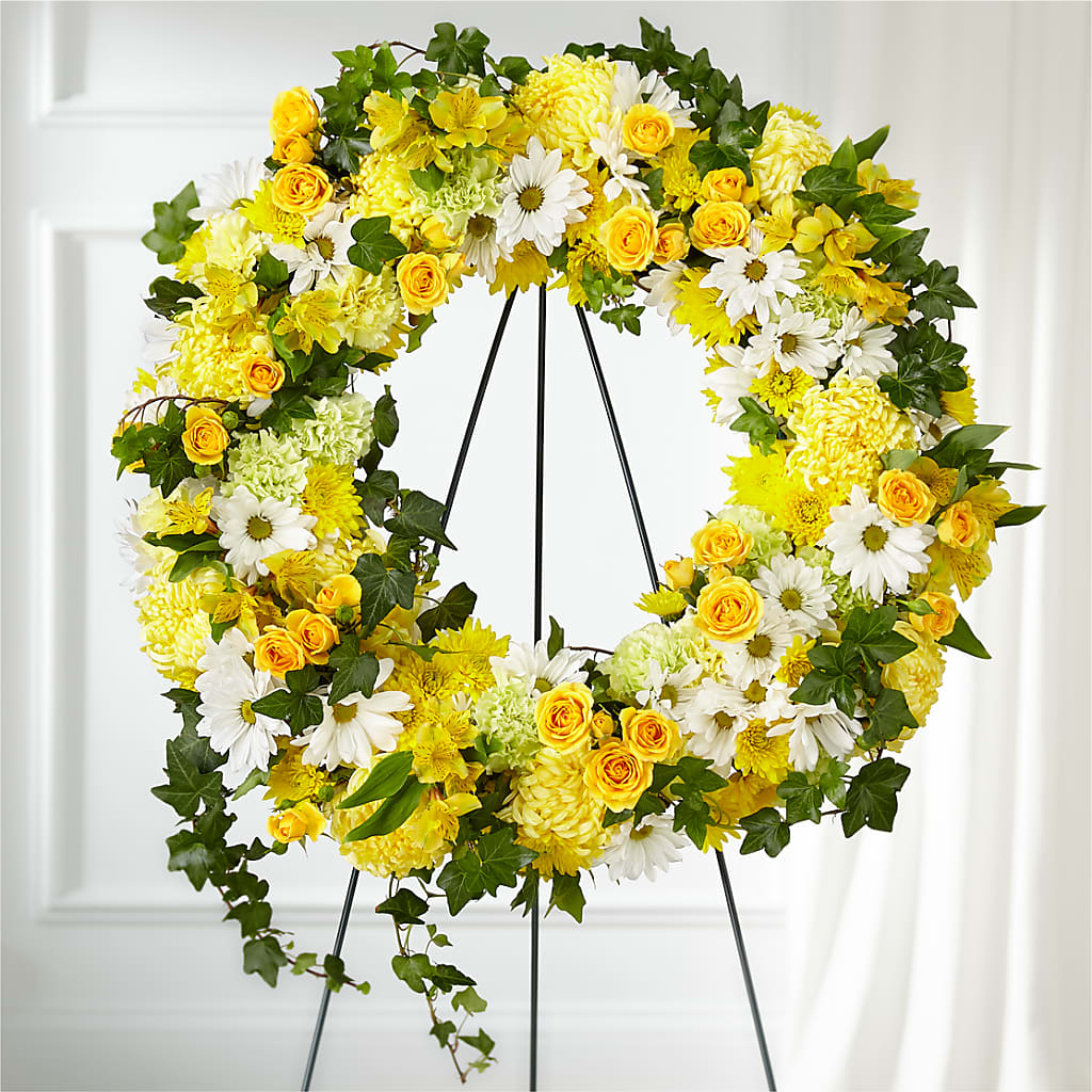 Golden Remembrance Wreath – FLORAL & SILKS, Webster NY