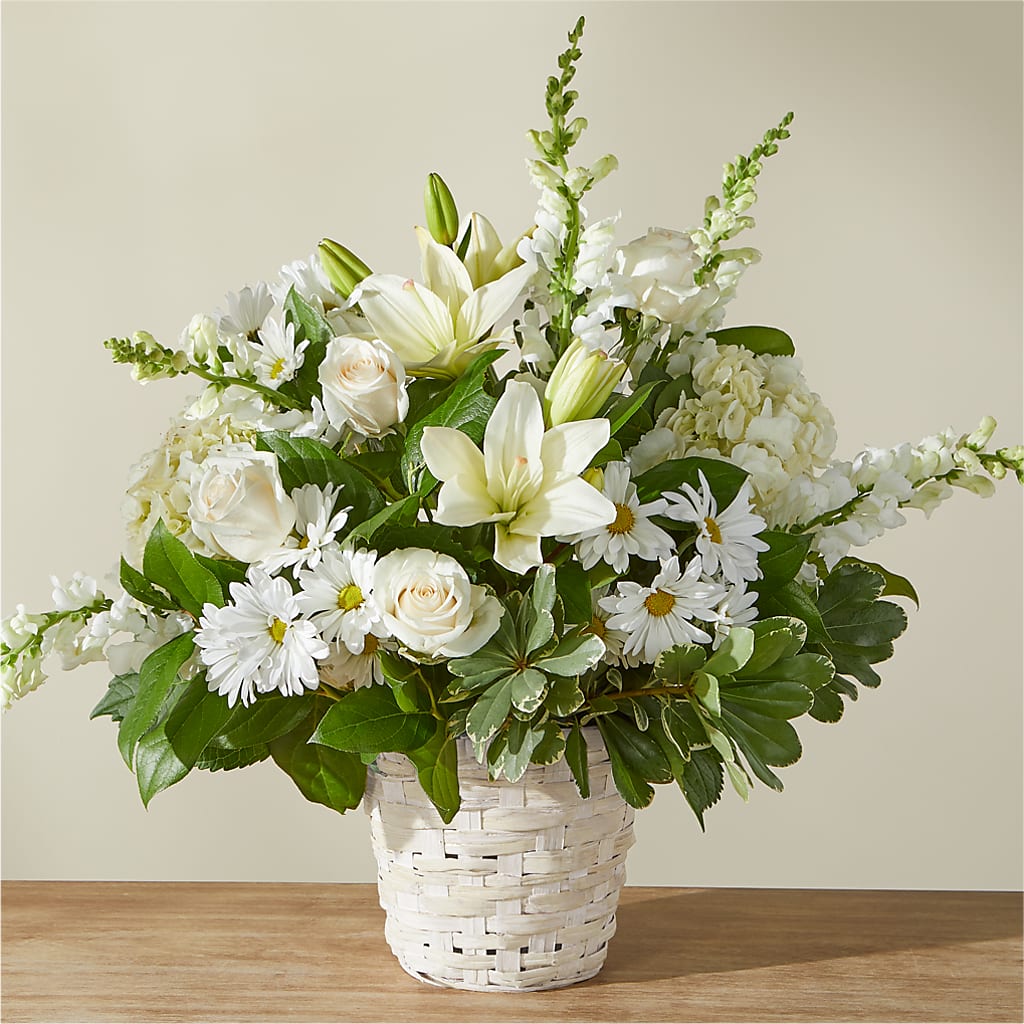 Ivory Elegance Floral Basket – FLORAL & SILKS, Webster NY