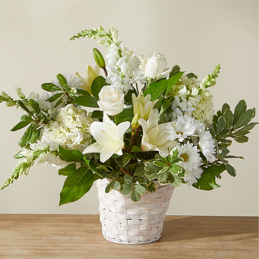 Ivory Elegance Floral Basket – FLORAL & SILKS, Webster NY