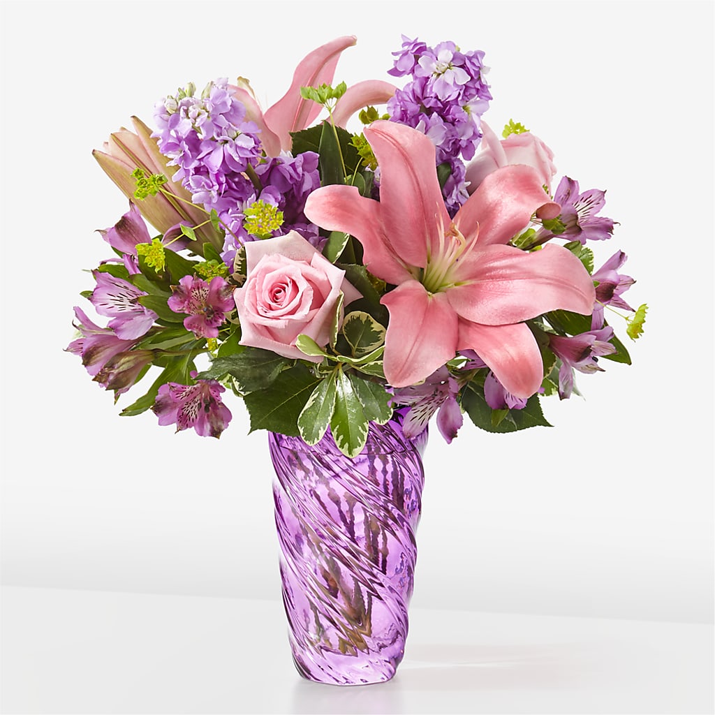 Precious Petals Bouquet with Luxe Swirl Vase – FLORAL & SILKS, Webster NY