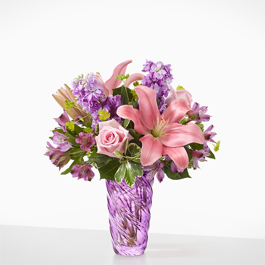 Precious Petals Bouquet with Luxe Swirl Vase – FLORAL & SILKS, Webster NY