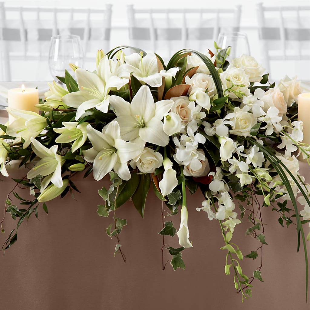White Linen Arrangement – FLORAL & SILKS, Webster NY