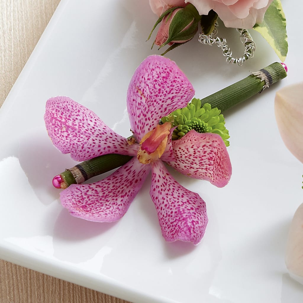 Pink Mokara Boutonniere – FLORAL & SILKS, Webster NY