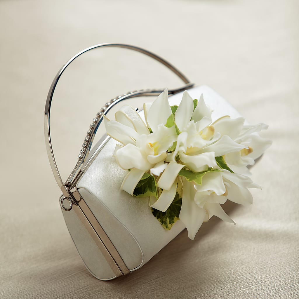 White Purse Decor – FLORAL & SILKS, Webster NY
