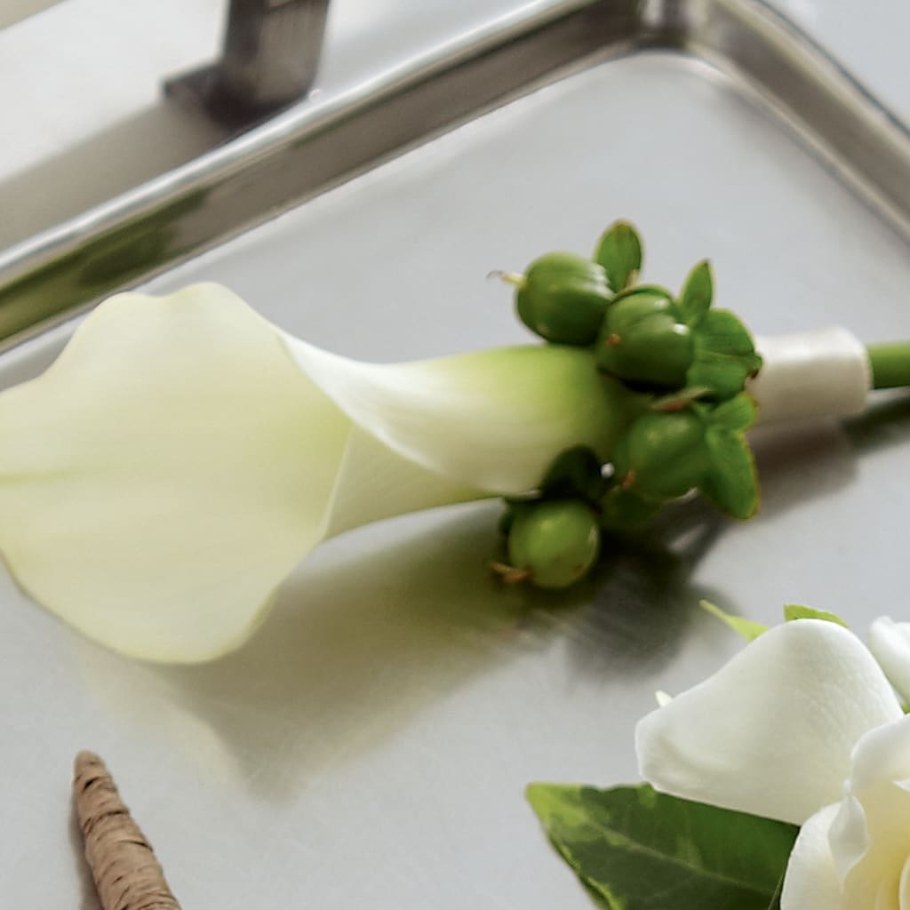 White Calla Boutonniere – FLORAL & SILKS, Webster NY