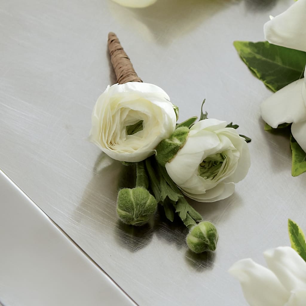 White Ranunculus Boutonniere – FLORAL & SILKS, Webster NY
