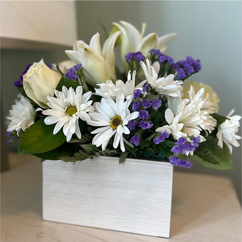 Beyond Blue Box Bouquet – FLORAL & SILKS, Webster NY