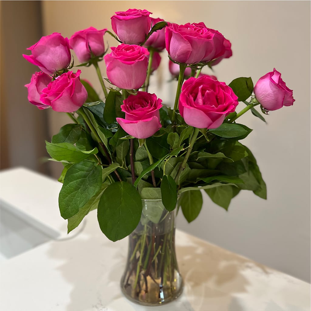 Long Stem Pink Rose Bouquet – FLORAL & SILKS, Webster NY