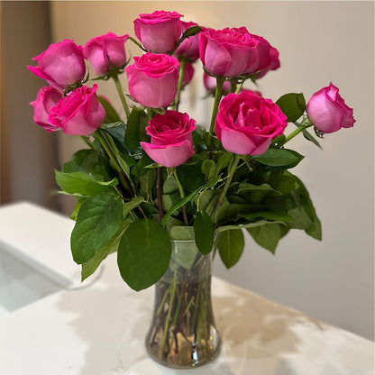 Long Stem Pink Rose Bouquet – FLORAL & SILKS, Webster NY