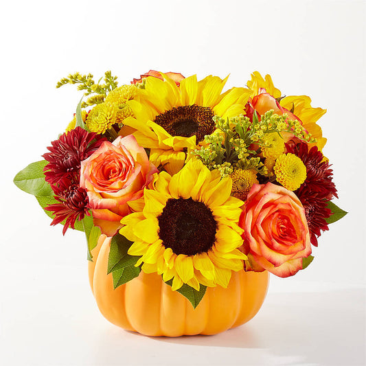 Golden Gourd Pumpkin Bouquet – FLORAL & SILKS, Webster NY