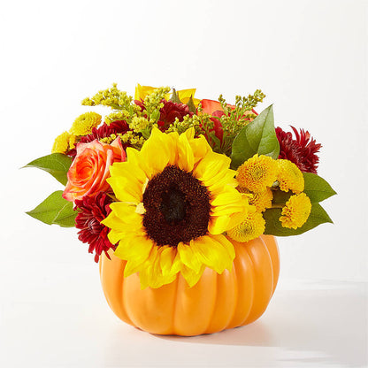 Golden Gourd Pumpkin Bouquet – FLORAL & SILKS, Webster NY
