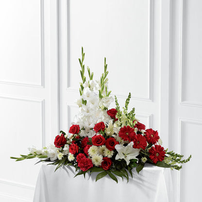 Crimson & White Arrangement – FLORAL & SILKS, Webster NY