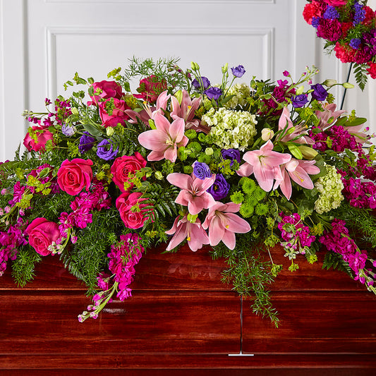 Radiant Tribute Casket Spray – FLORAL & SILKS, Webster NY