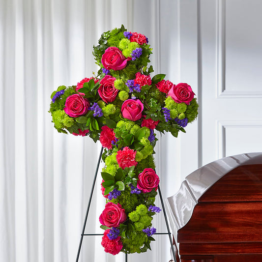 Tribute Rose Floral Cross – FLORAL & SILKS, Webster NY