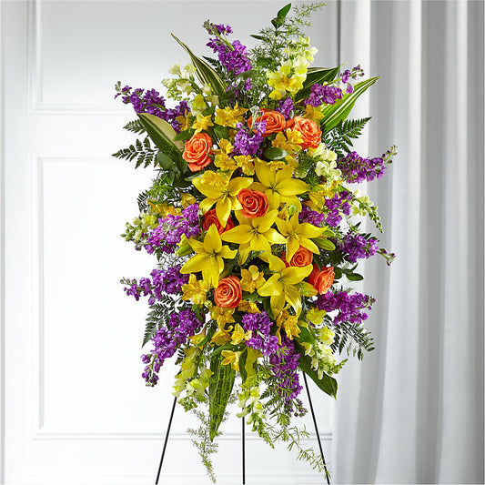 Thoughtful Prayers Standing Spray – FLORAL & SILKS, Webster NY