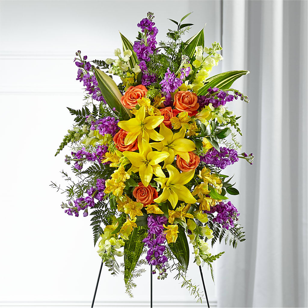 Thoughtful Prayers Standing Spray – FLORAL & SILKS, Webster NY