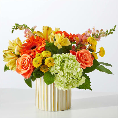 Autumn Sunshine Bouquet with Ivory Vase – FLORAL & SILKS, Webster NY