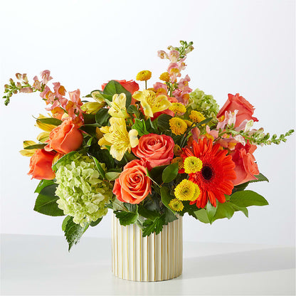 Autumn Sunshine Bouquet with Ivory Vase – FLORAL & SILKS, Webster NY