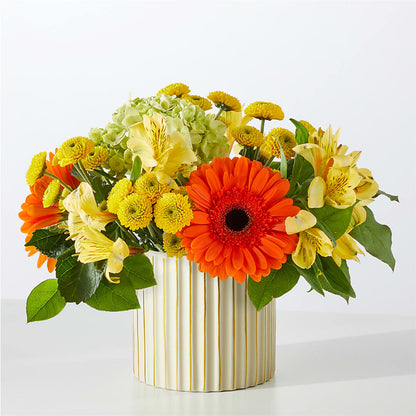 Autumn Sunshine Bouquet with Ivory Vase – FLORAL & SILKS, Webster NY