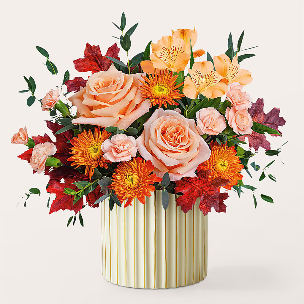 Spiced Latte Bouquet with Ivory Vase – FLORAL & SILKS, Webster NY