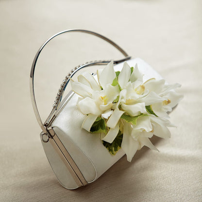 White Purse Decor – FLORAL & SILKS, Webster NY