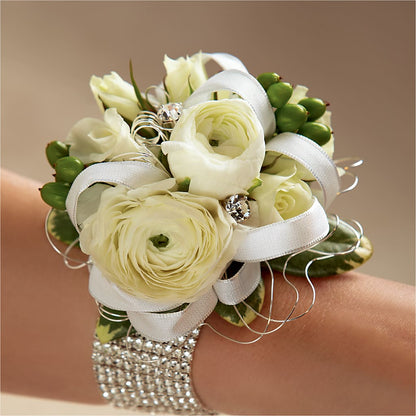 White Wedding Corsage – FLORAL & SILKS, Webster NY
